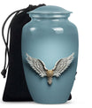 Blue butterfly-themed 10-inch wings blue urn.