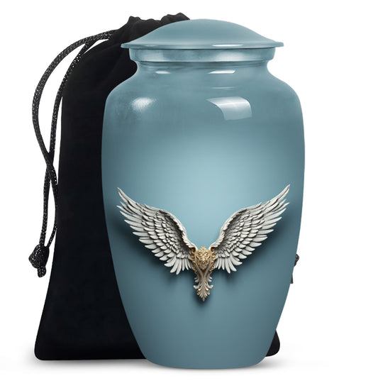 Blue butterfly-themed 10-inch wings blue urn.