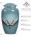 Blue butterfly-themed 10-inch wings blue urn.