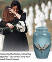 Blue butterfly-themed 10-inch wings blue urn.