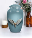 Blue butterfly-themed 10-inch wings blue urn.