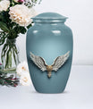 Blue butterfly-themed 10-inch wings blue urn.