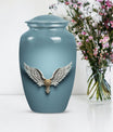 Blue butterfly-themed 10-inch wings blue urn.