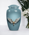 Blue butterfly-themed 10-inch wings blue urn.