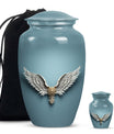 Blue butterfly-themed 10-inch wings blue urn.