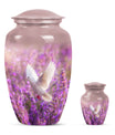White Dove On Purple Theme Large Urn With 1 Keepsake Urn