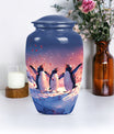 10-inch Penguin Urn with butterfly theme.