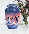 10-inch Penguin Urn with butterfly theme.