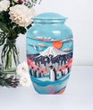 classic Penguin Urn, Butterfly-theme large cremation urn