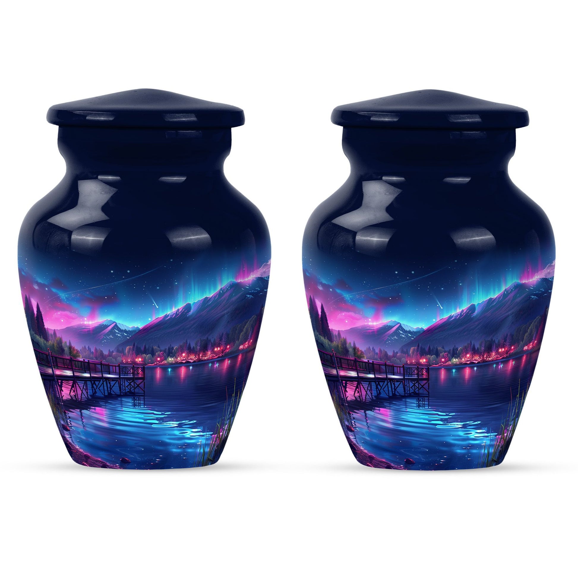 10 inch classic Northern Lights memorial urn for men.