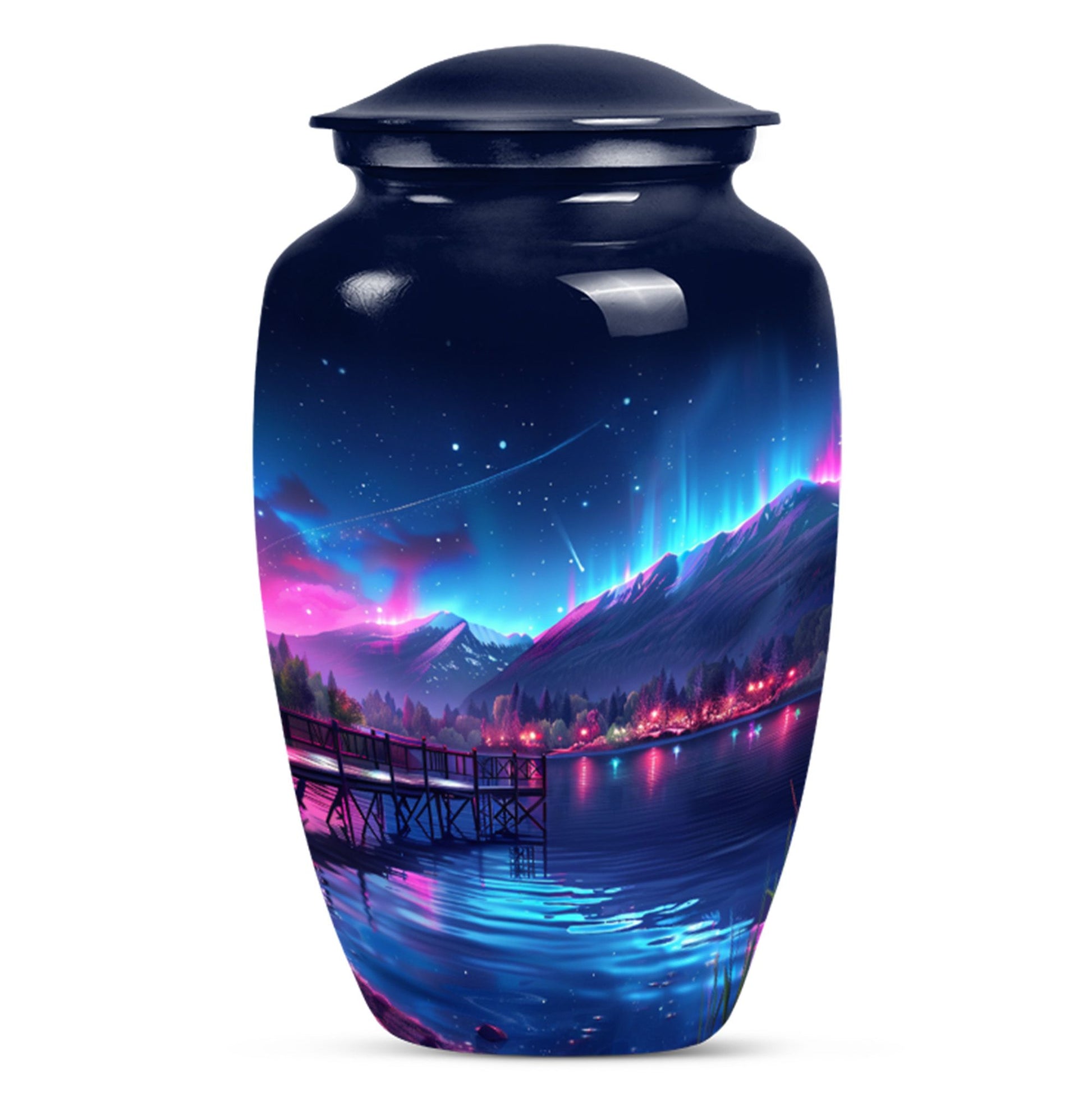 10 inch classic Northern Lights memorial urn for men.