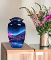 10 inch classic Northern Lights memorial urn for men.