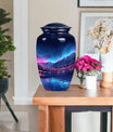 10 inch classic Northern Lights memorial urn for men.