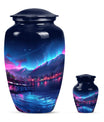 10 inch classic Northern Lights memorial urn for men.