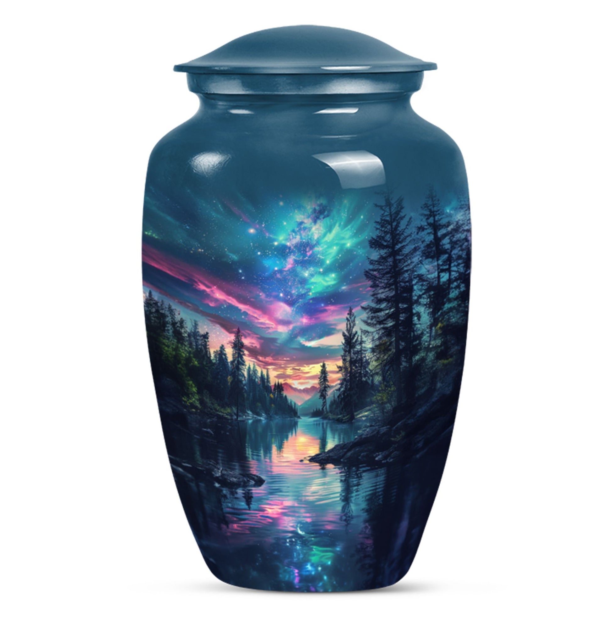  Arora Borealis cremation urn with butterfly theme