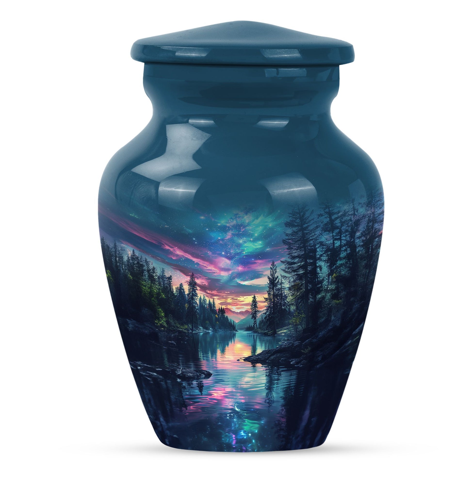  Arora Borealis cremation urn with butterfly theme