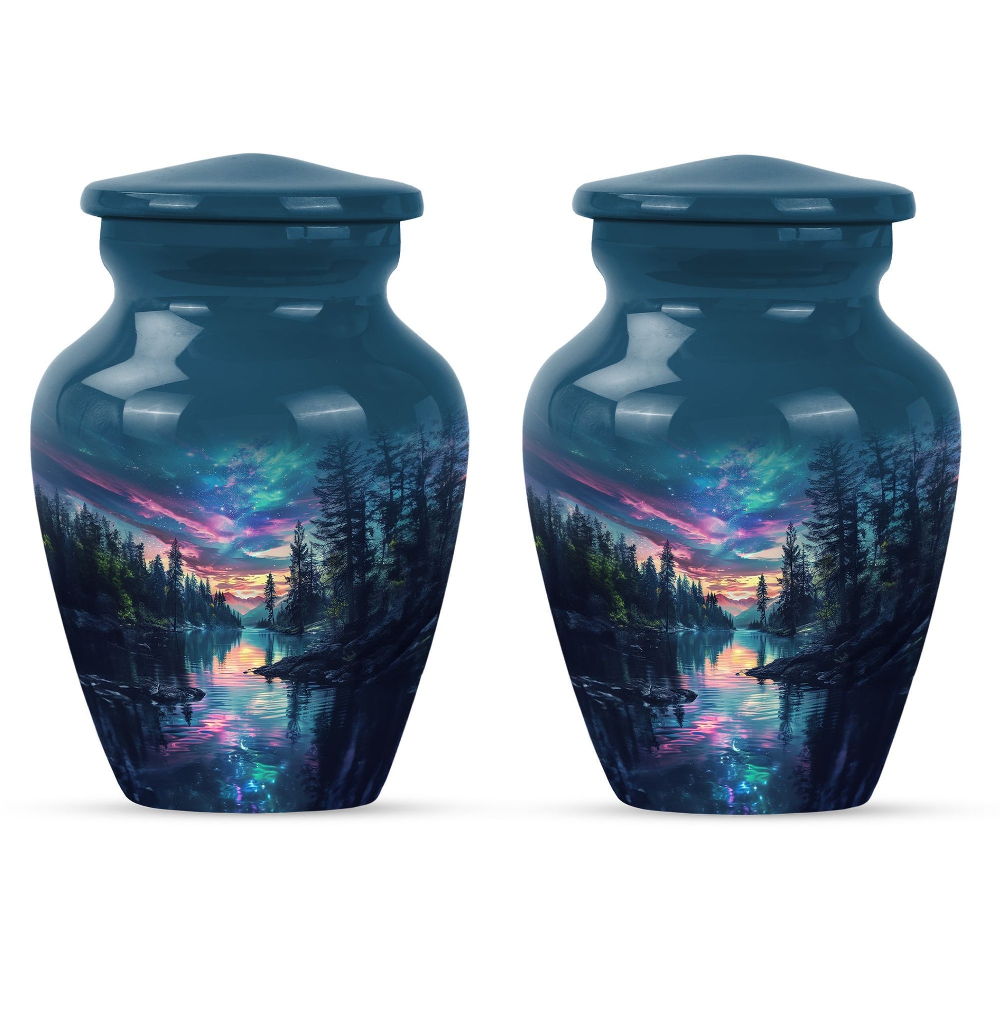  Arora Borealis cremation urn with butterfly theme