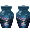  Arora Borealis cremation urn with butterfly theme