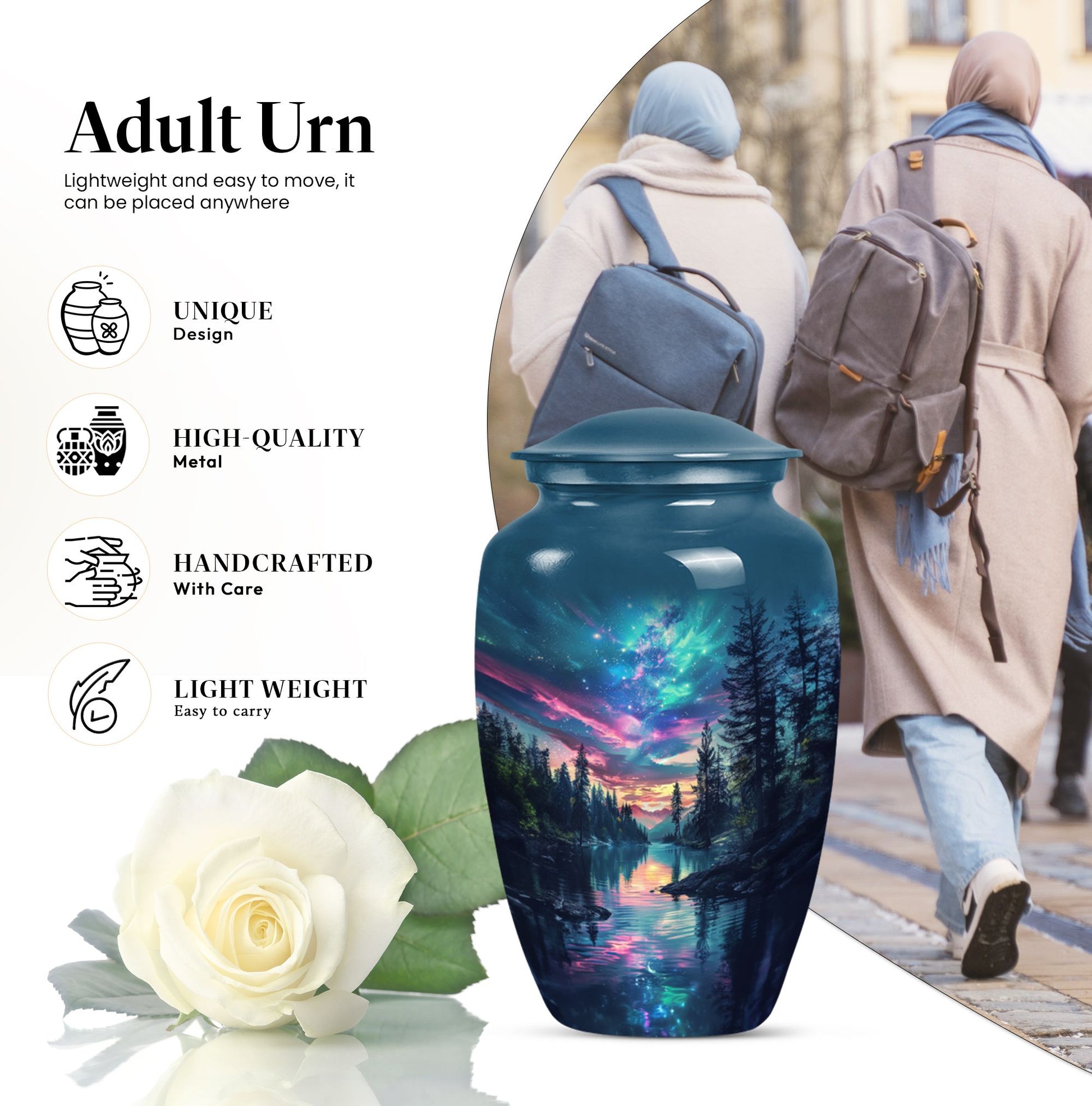  Arora Borealis cremation urn with butterfly theme