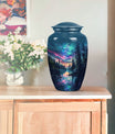  Arora Borealis cremation urn with butterfly theme