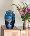  Arora Borealis cremation urn with butterfly theme