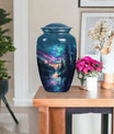  Arora Borealis cremation urn with butterfly theme