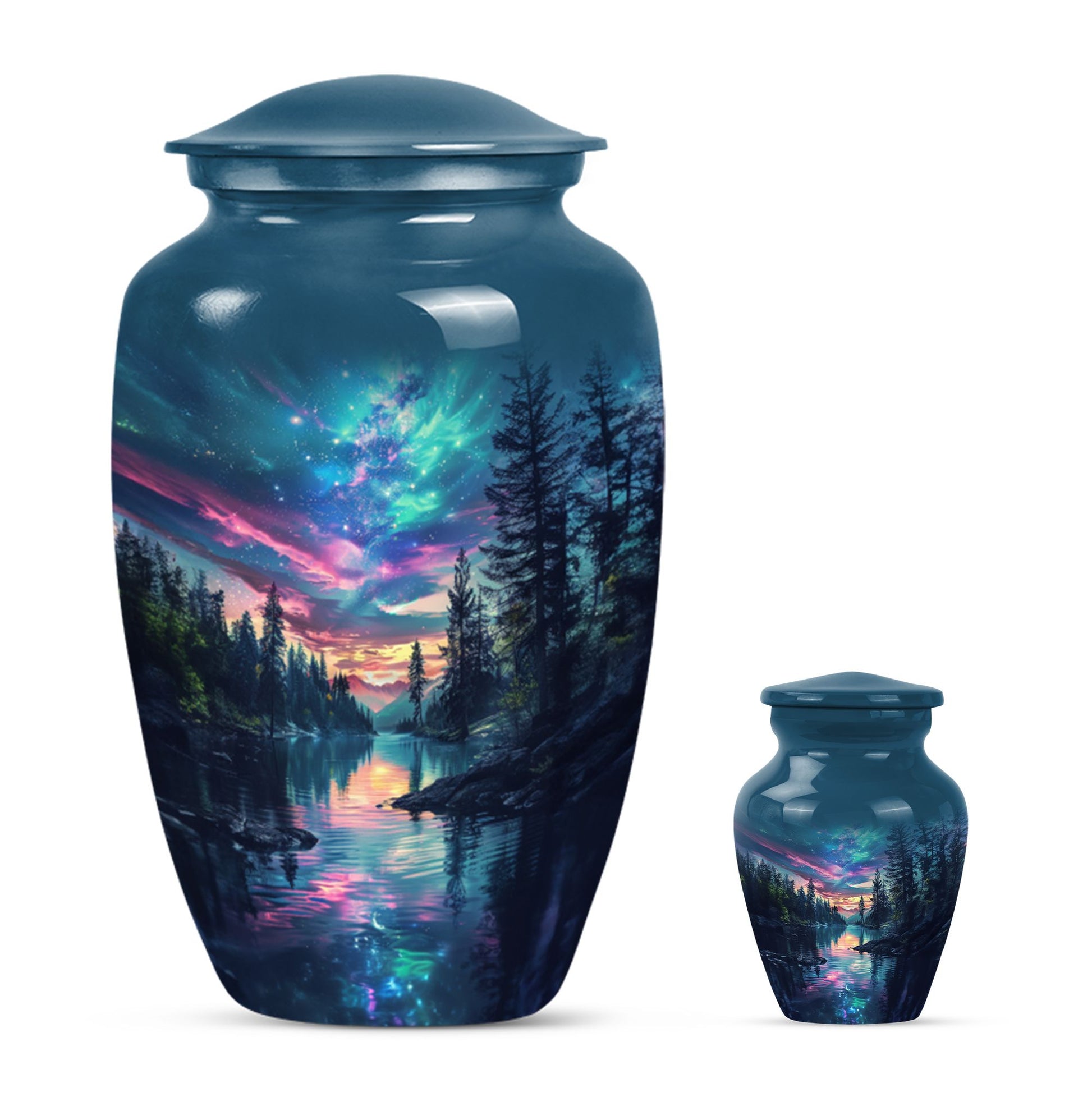  Arora Borealis cremation urn with butterfly theme