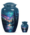  Arora Borealis cremation urn with butterfly theme