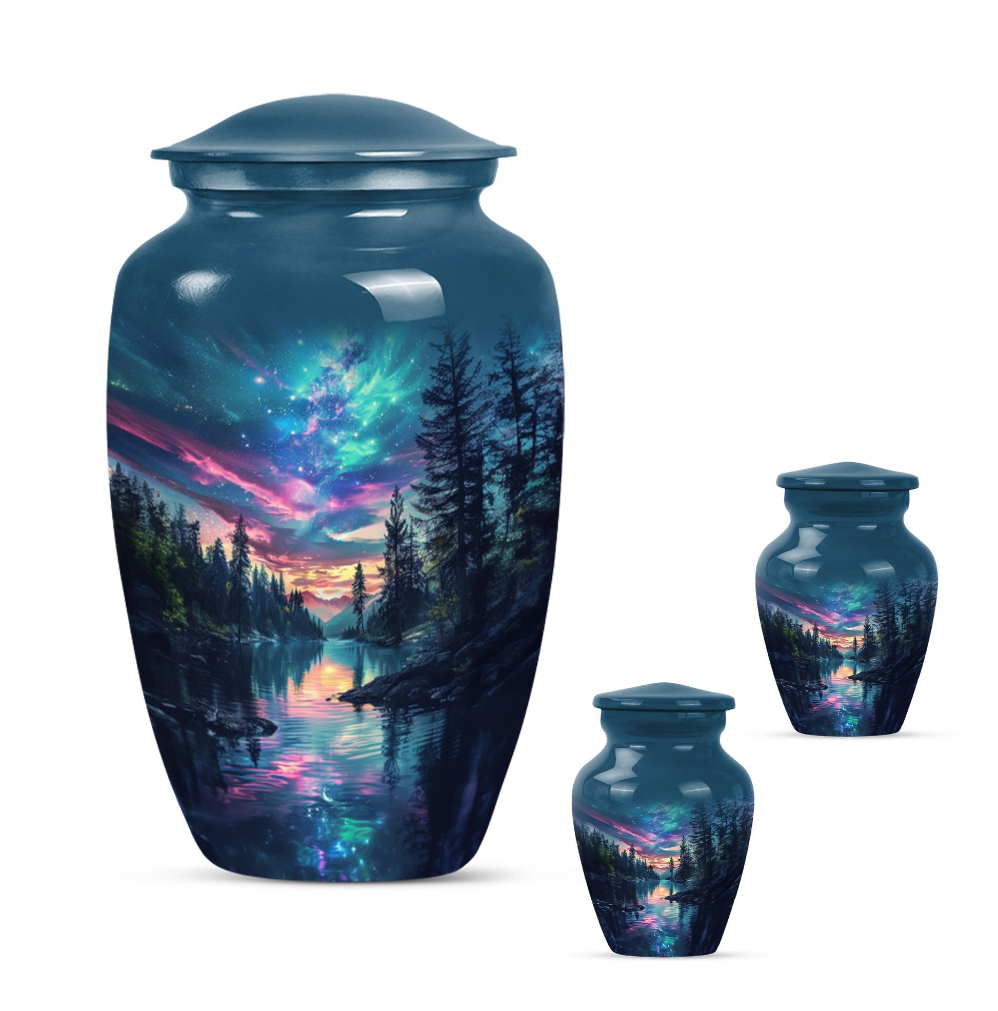  Arora Borealis cremation urn with butterfly theme