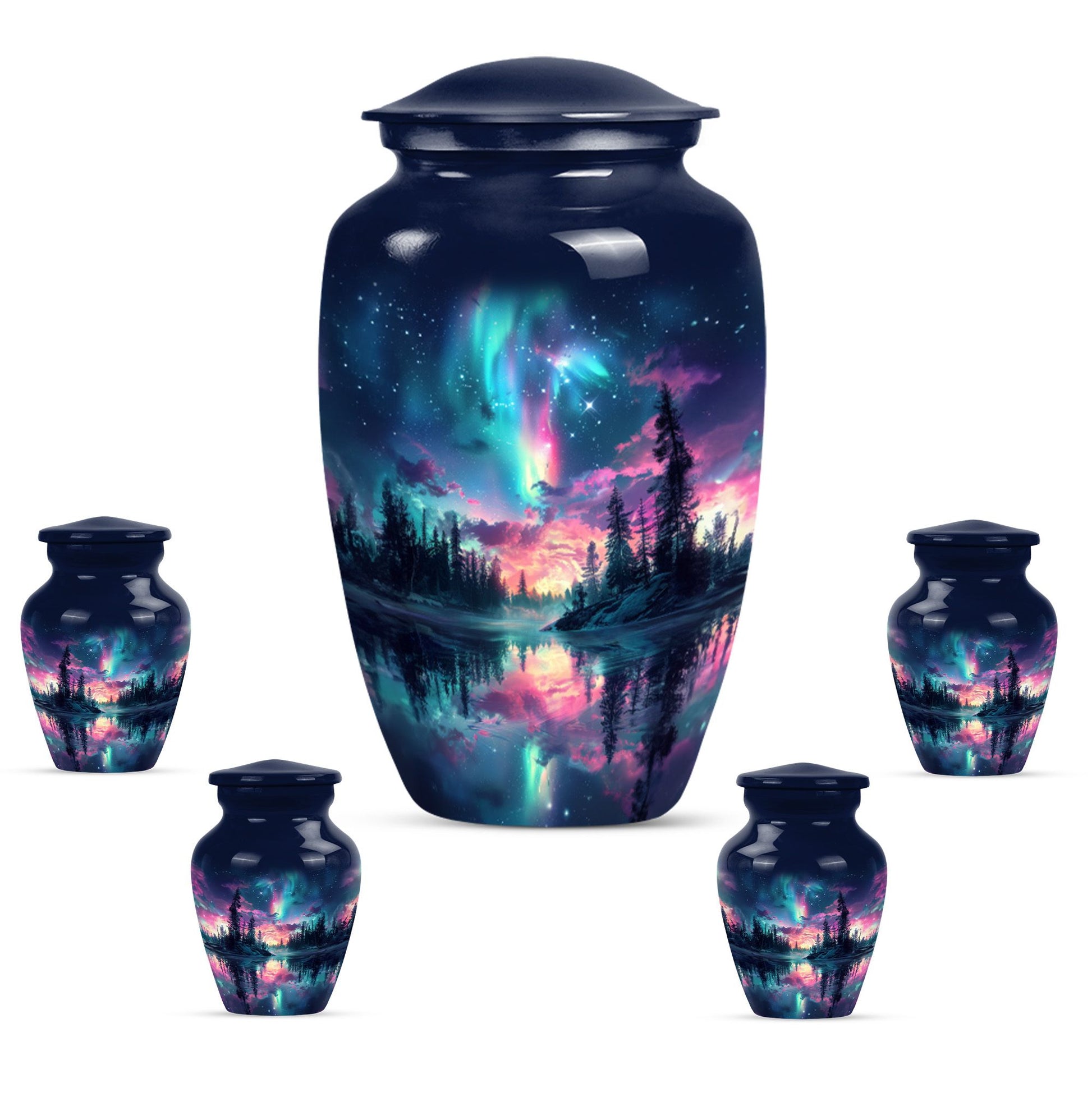 10-inch Arora Borealis urn,.