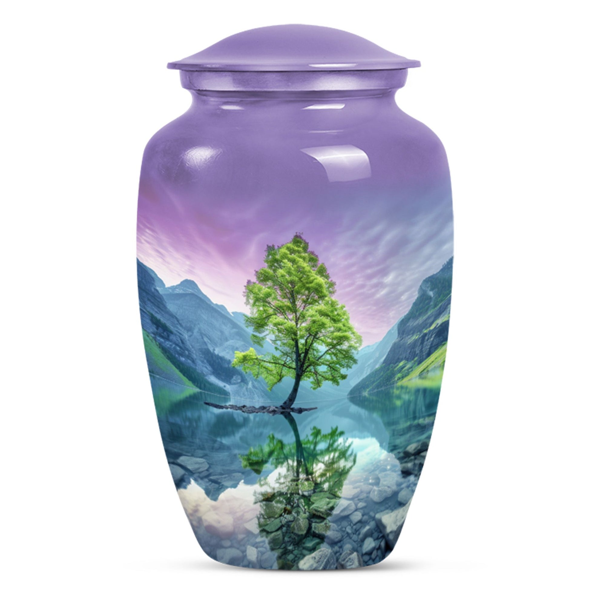 Arora borealis 10-inch classic urn for mother's ashes.