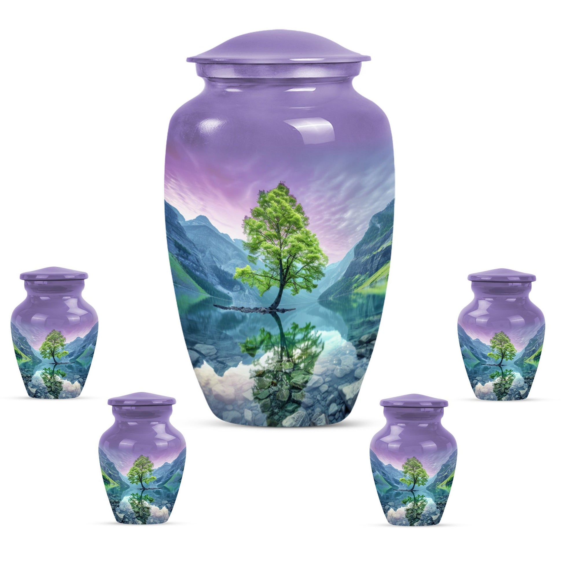 Arora borealis 10-inch classic urn for mother's ashes.