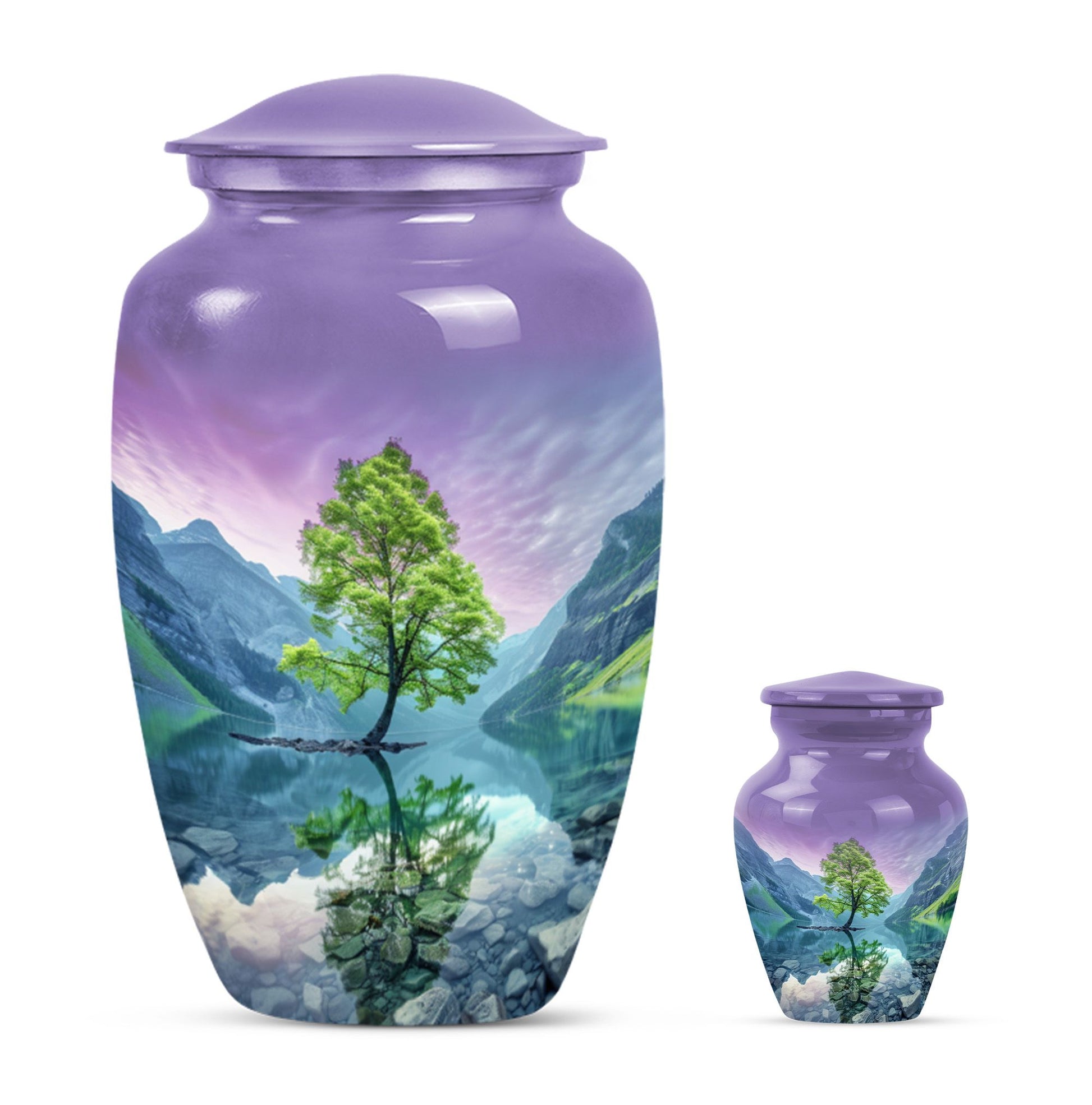 Arora borealis 10-inch classic urn for mother's ashes.