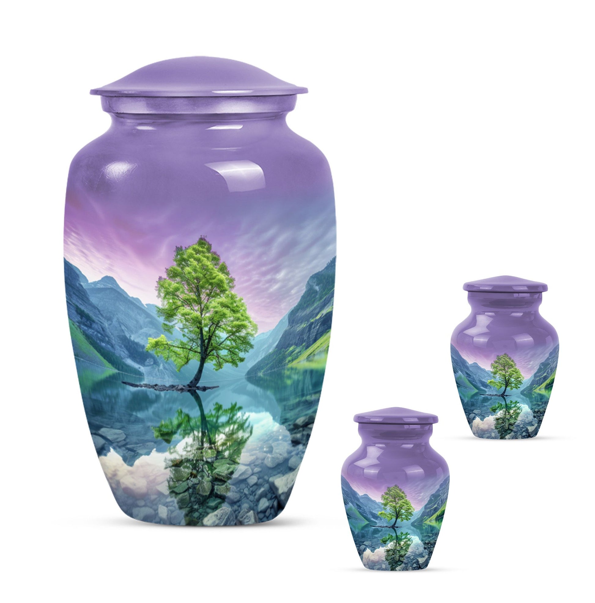 Arora borealis 10-inch classic urn for mother's ashes.