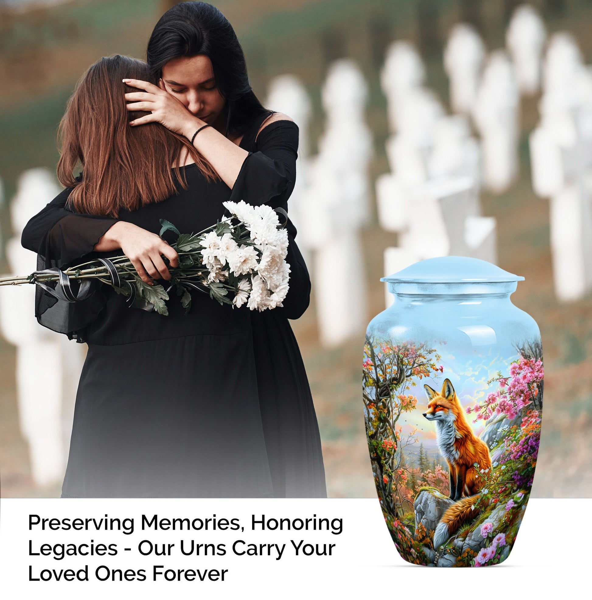 Classic 10-inch fox urn, a funeral cremation urn for women