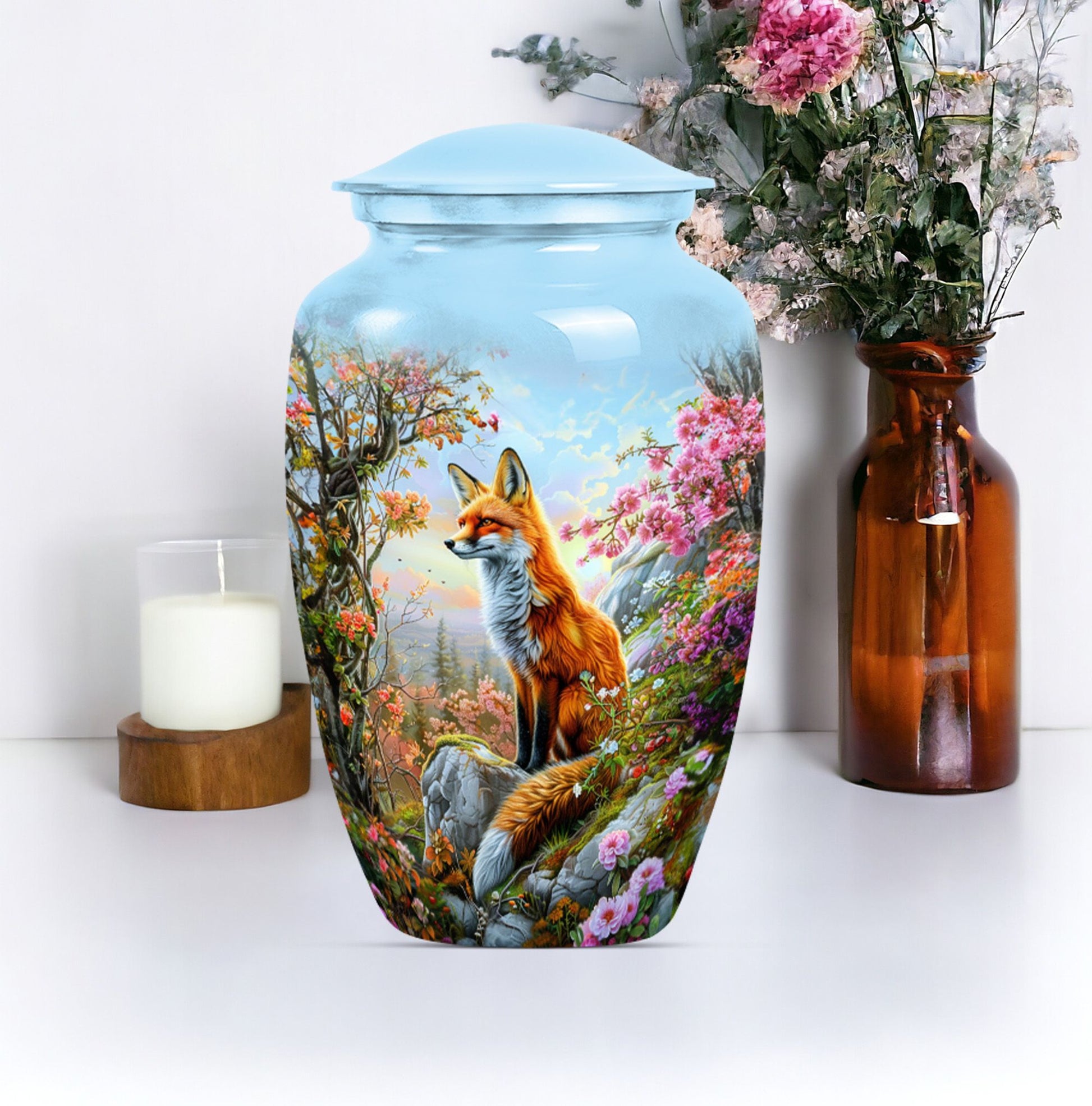 Classic 10-inch fox urn, a funeral cremation urn for women