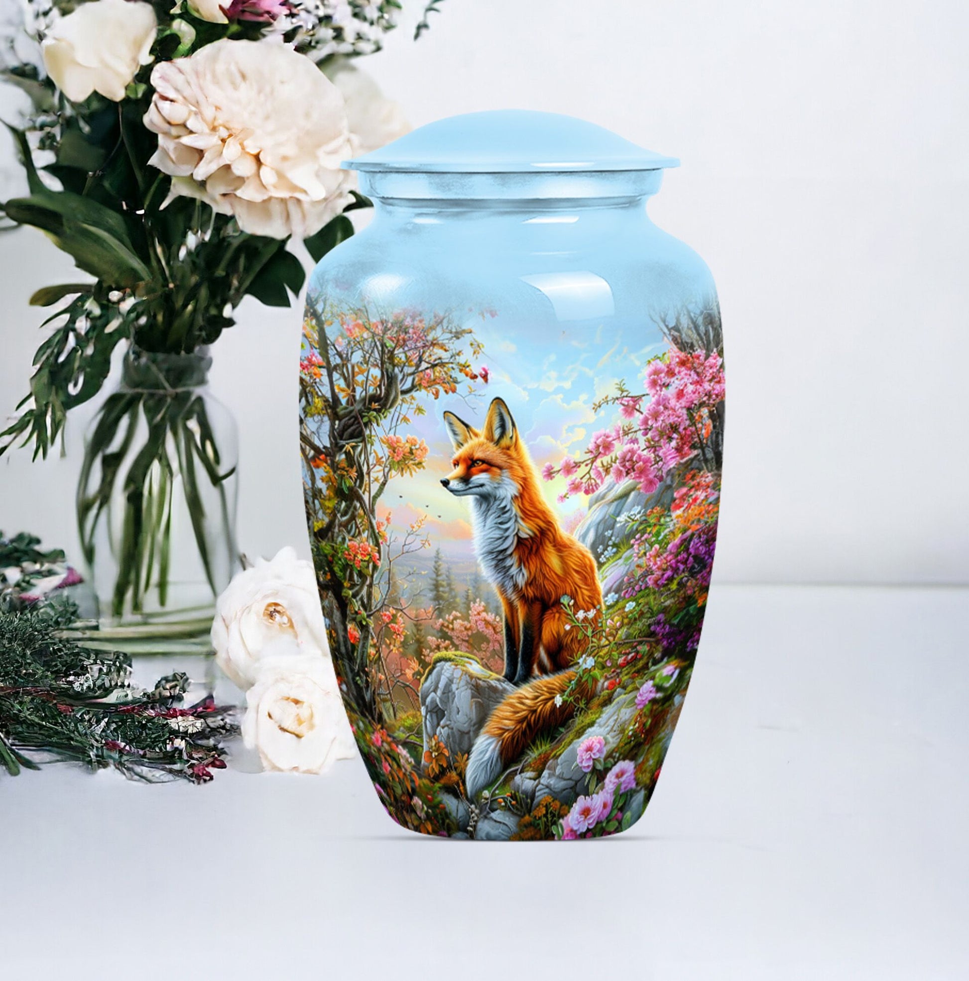 Classic 10-inch fox urn, a funeral cremation urn for women