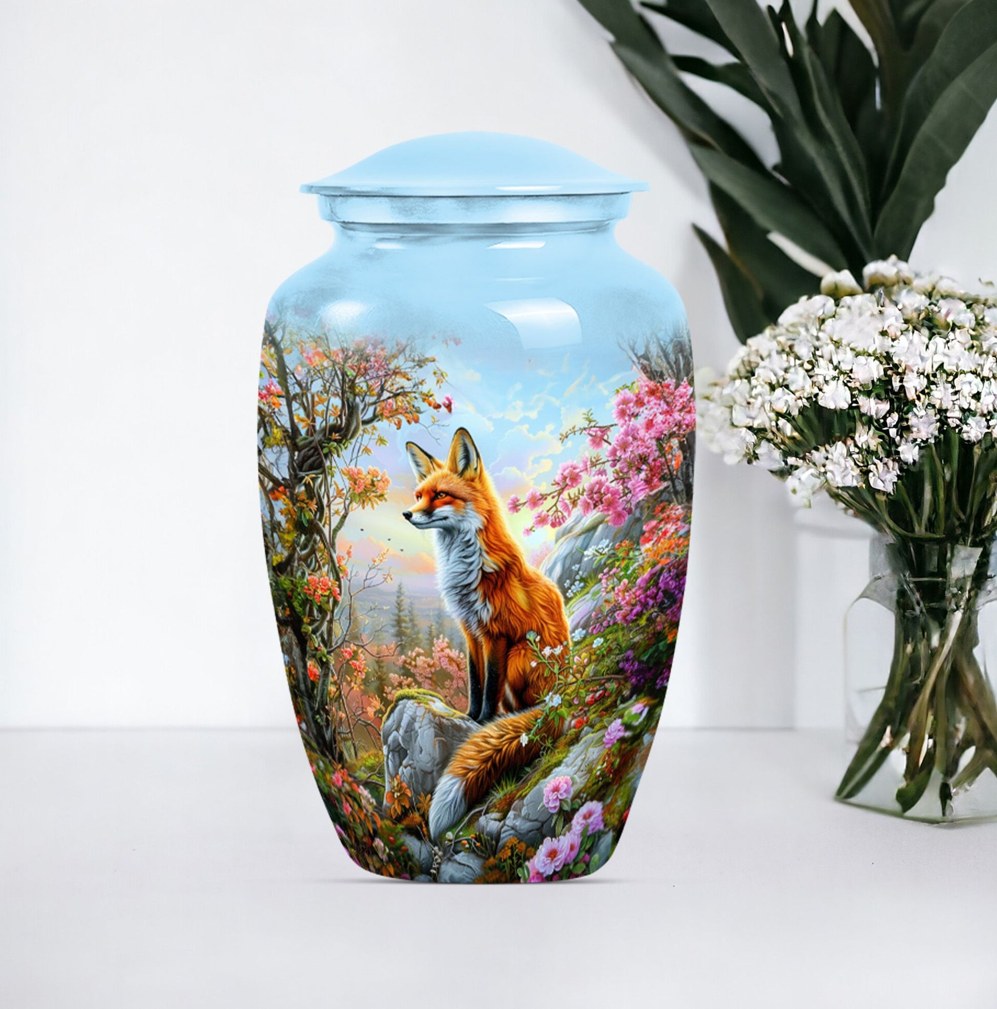 Classic 10-inch fox urn, a funeral cremation urn for women