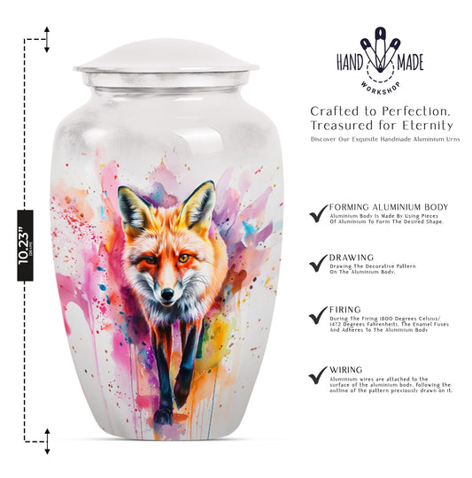 Classic 10-inch Fox Urn in Aluminium with Butterfly Theme.