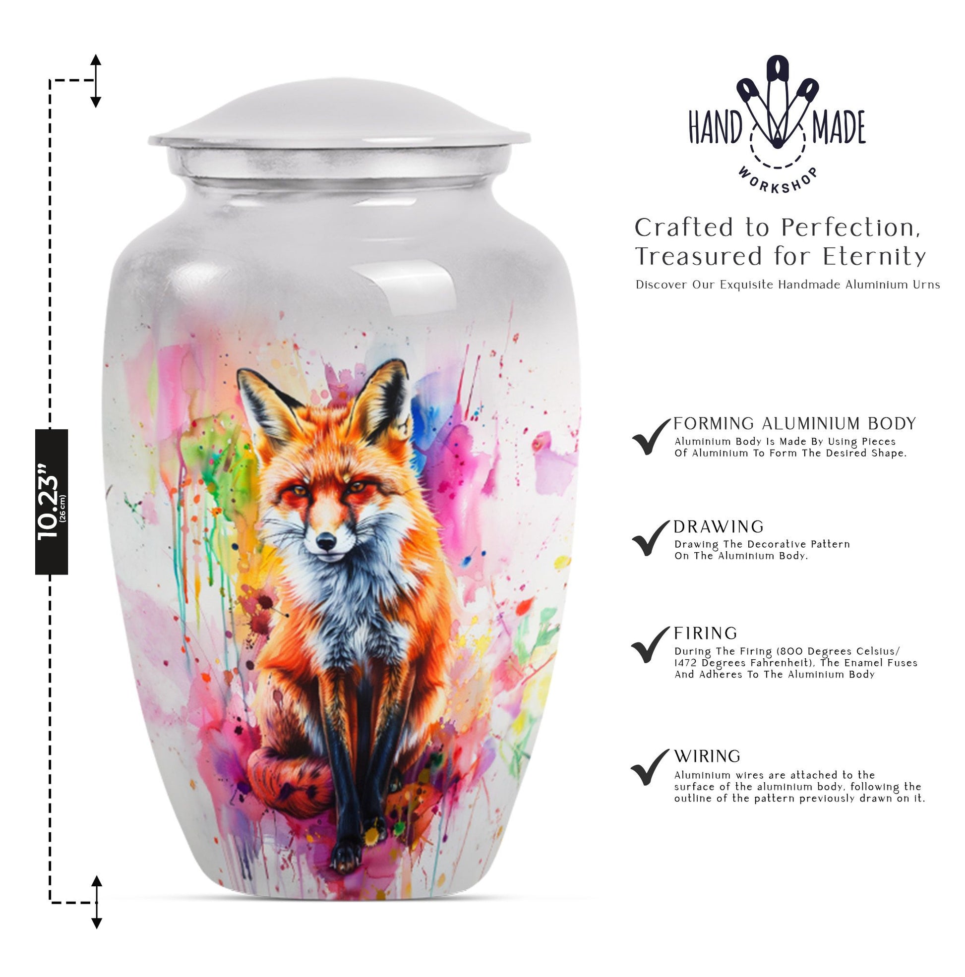 10-inch classic fox urn, butterfly themed