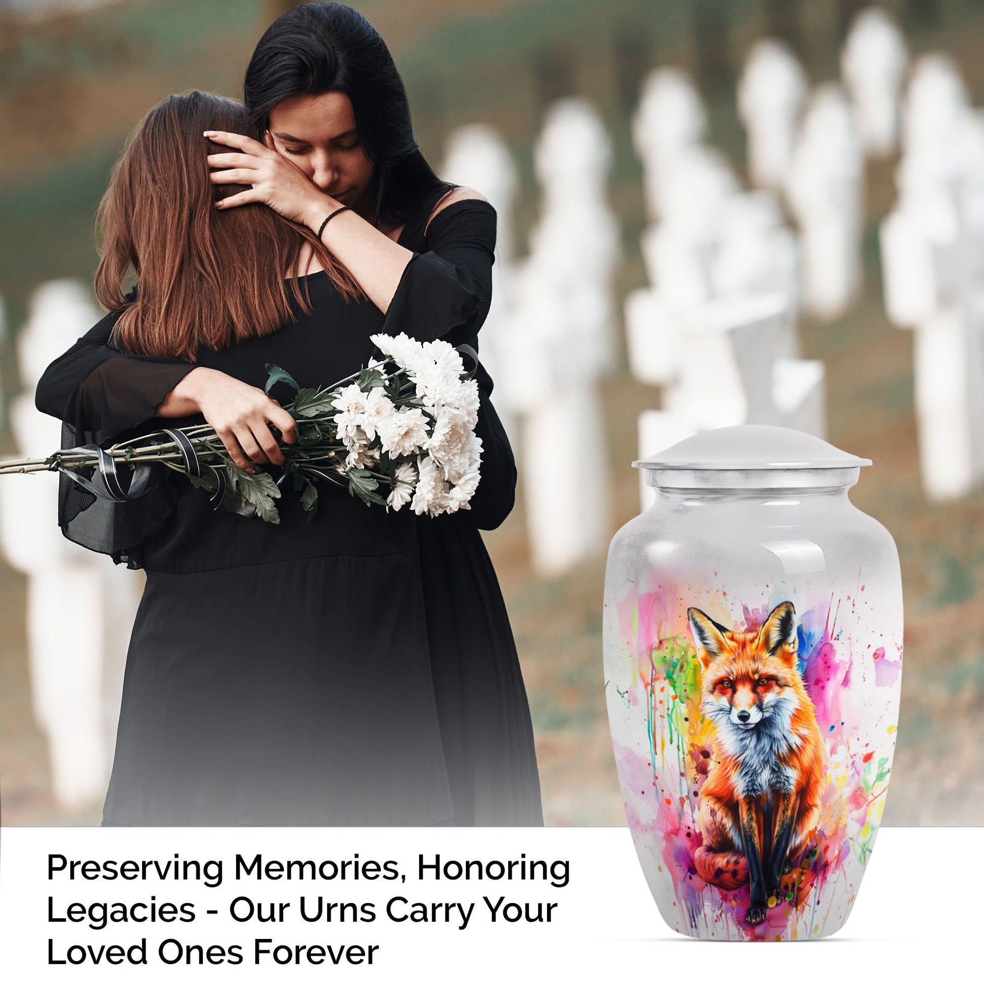 10-inch classic fox urn, butterfly themed