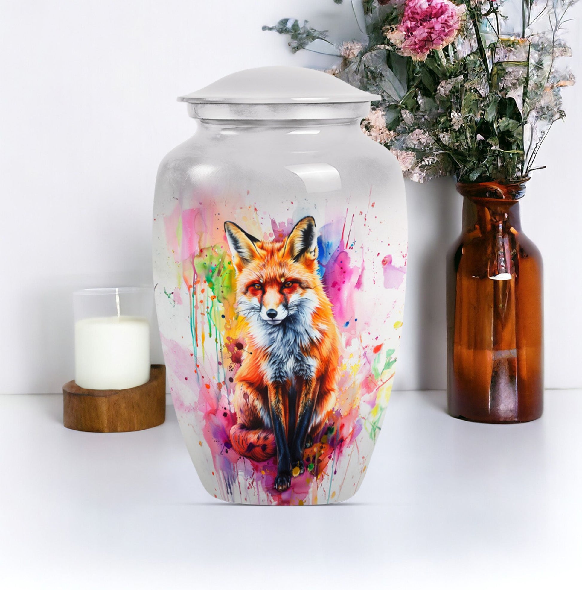 10-inch classic fox urn, butterfly themed