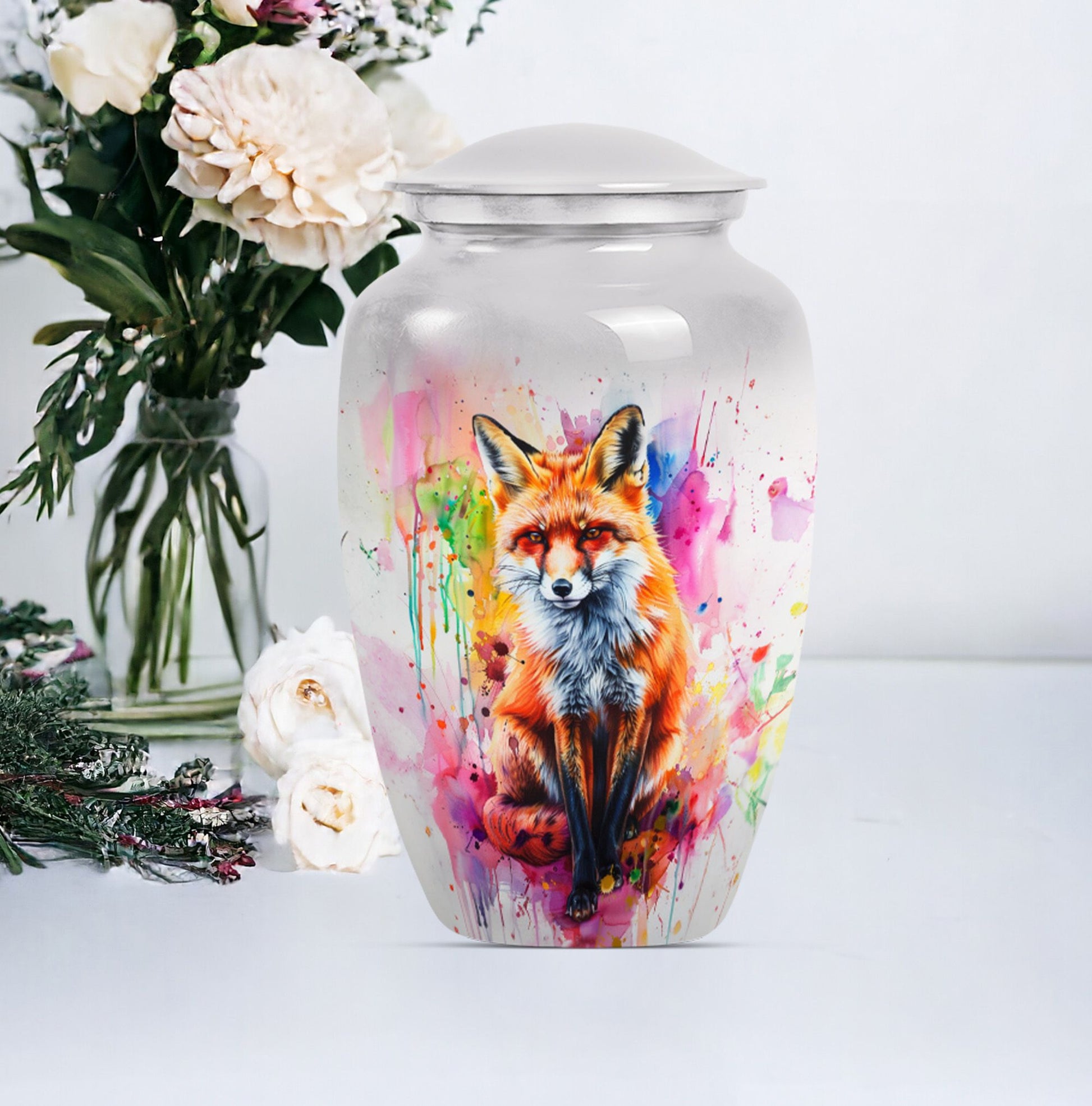 10-inch classic fox urn, butterfly themed