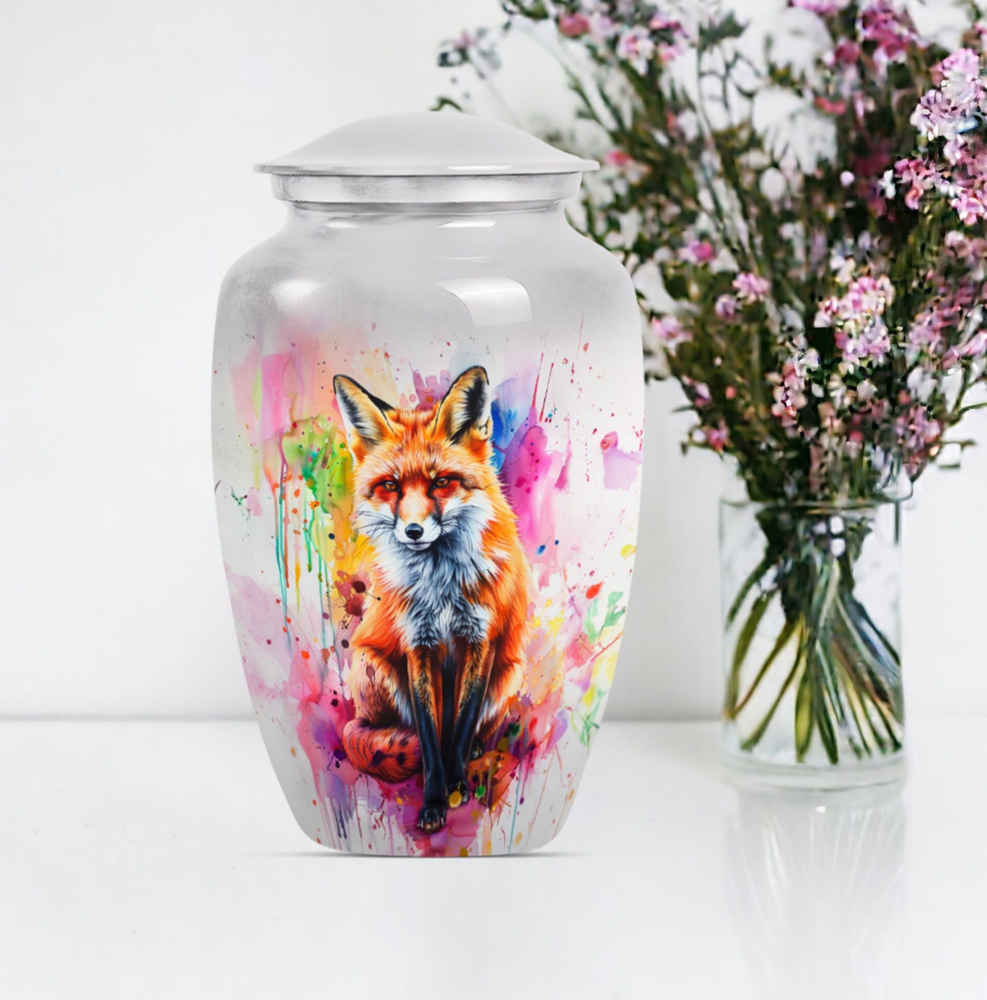 10-inch classic fox urn, butterfly themed