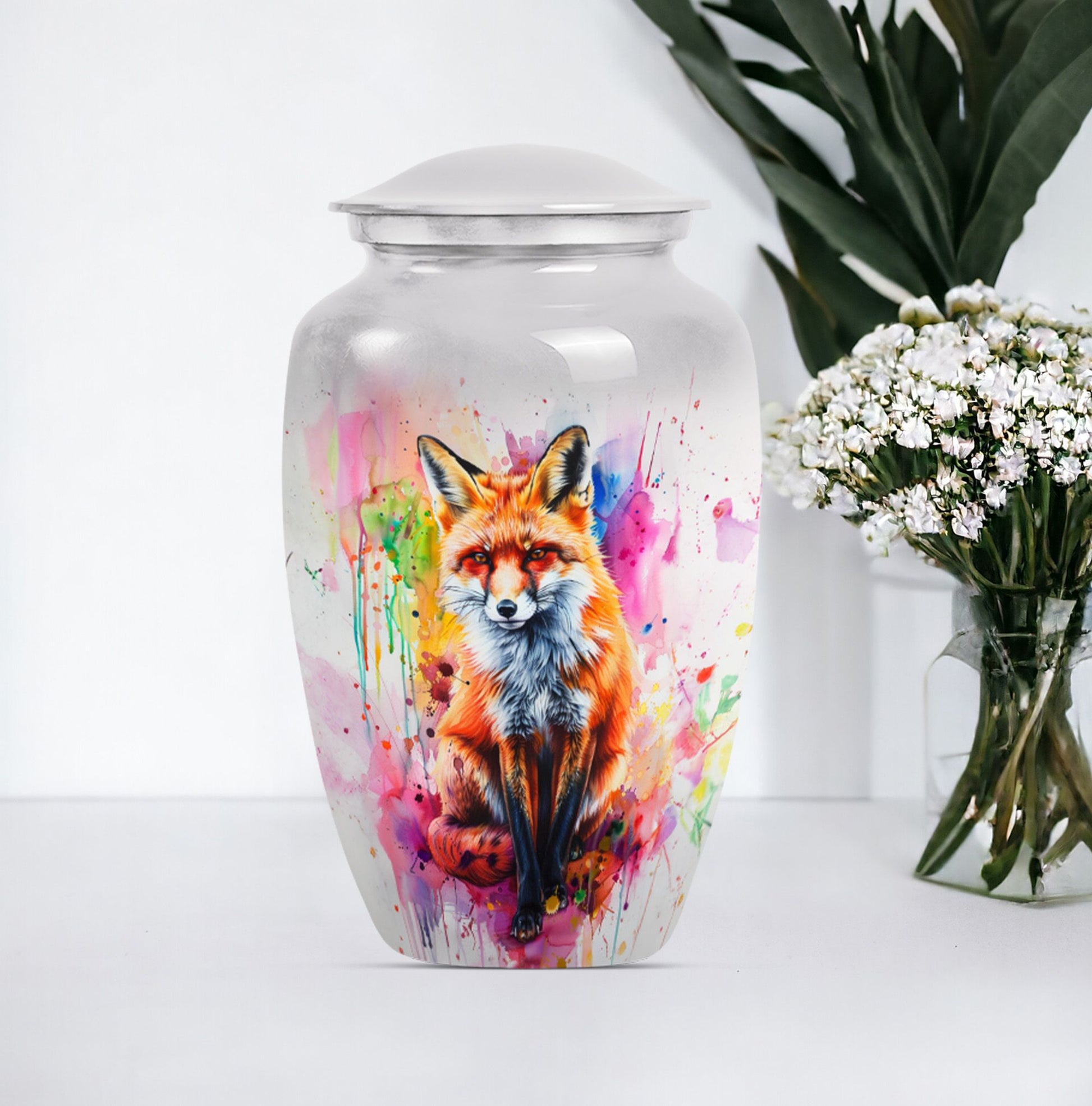 10-inch classic fox urn, butterfly themed