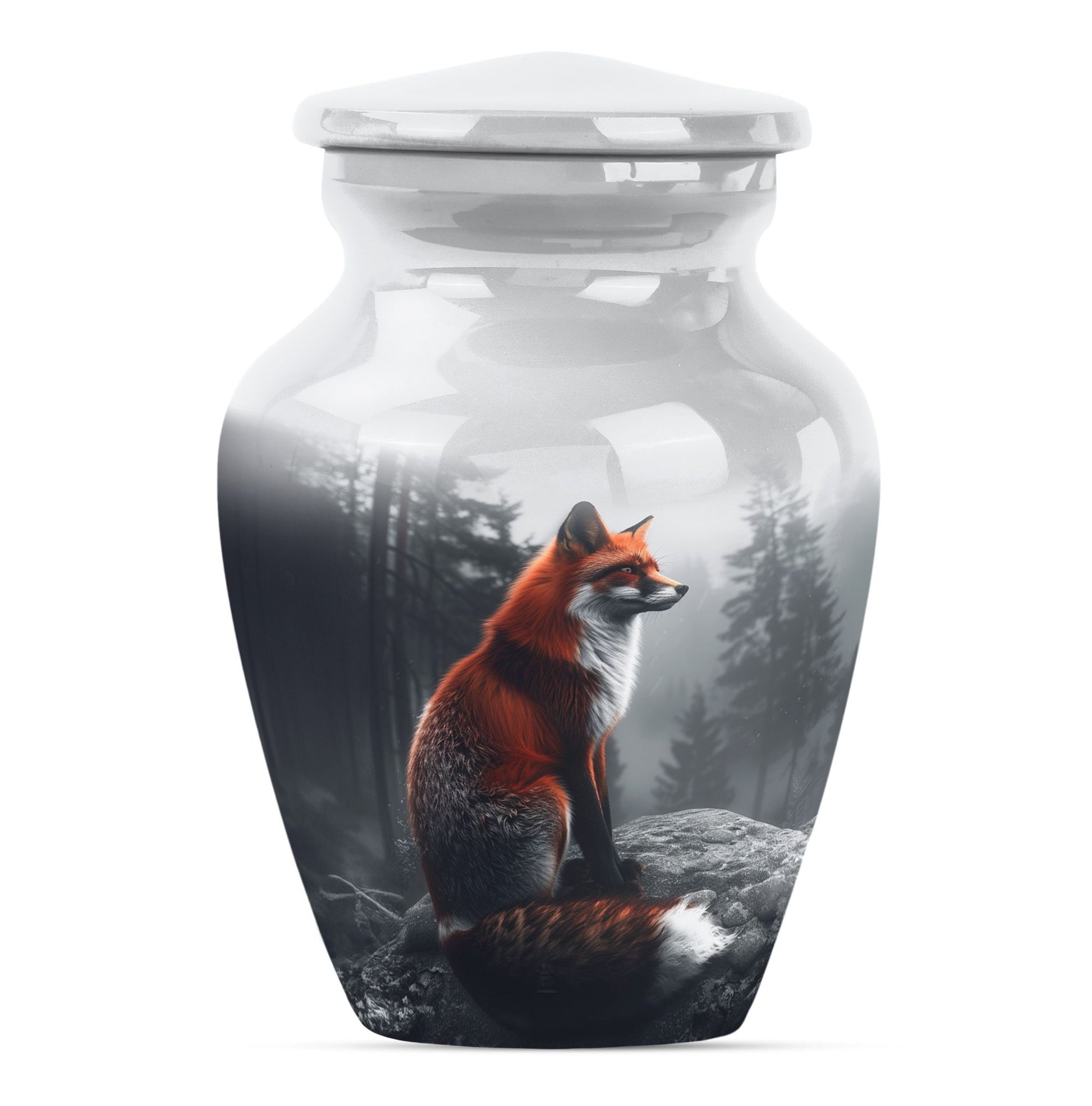  fox urn, butterfly-themed, funeral decorative urn 