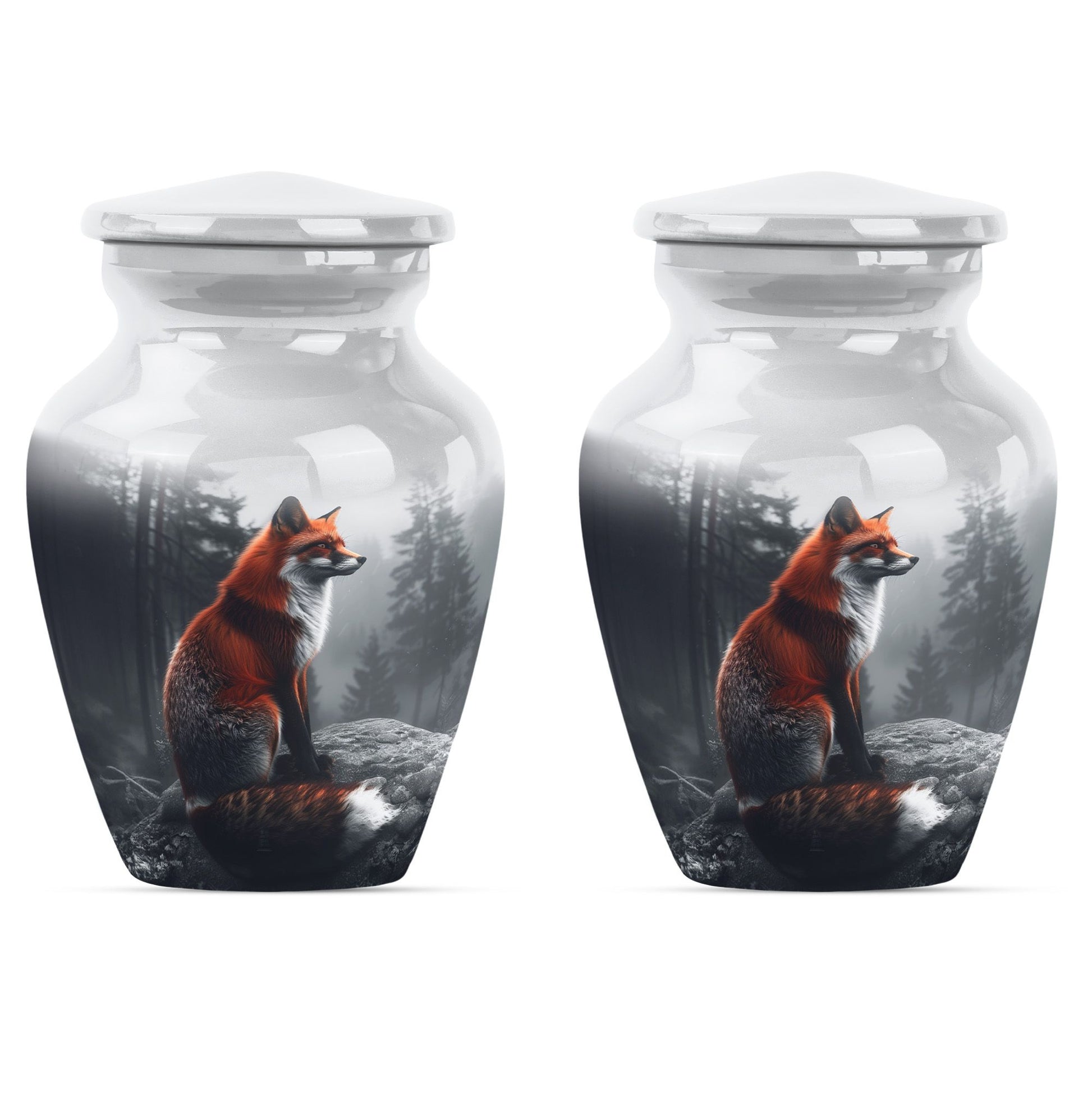  fox urn, butterfly-themed, funeral decorative urn 