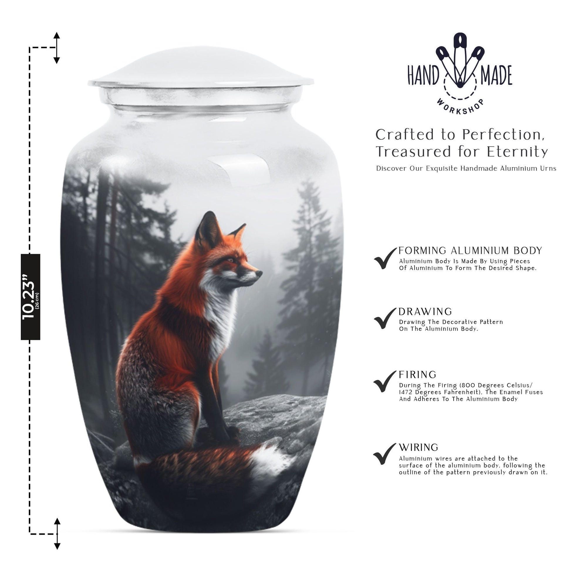  fox urn, butterfly-themed, funeral decorative urn 