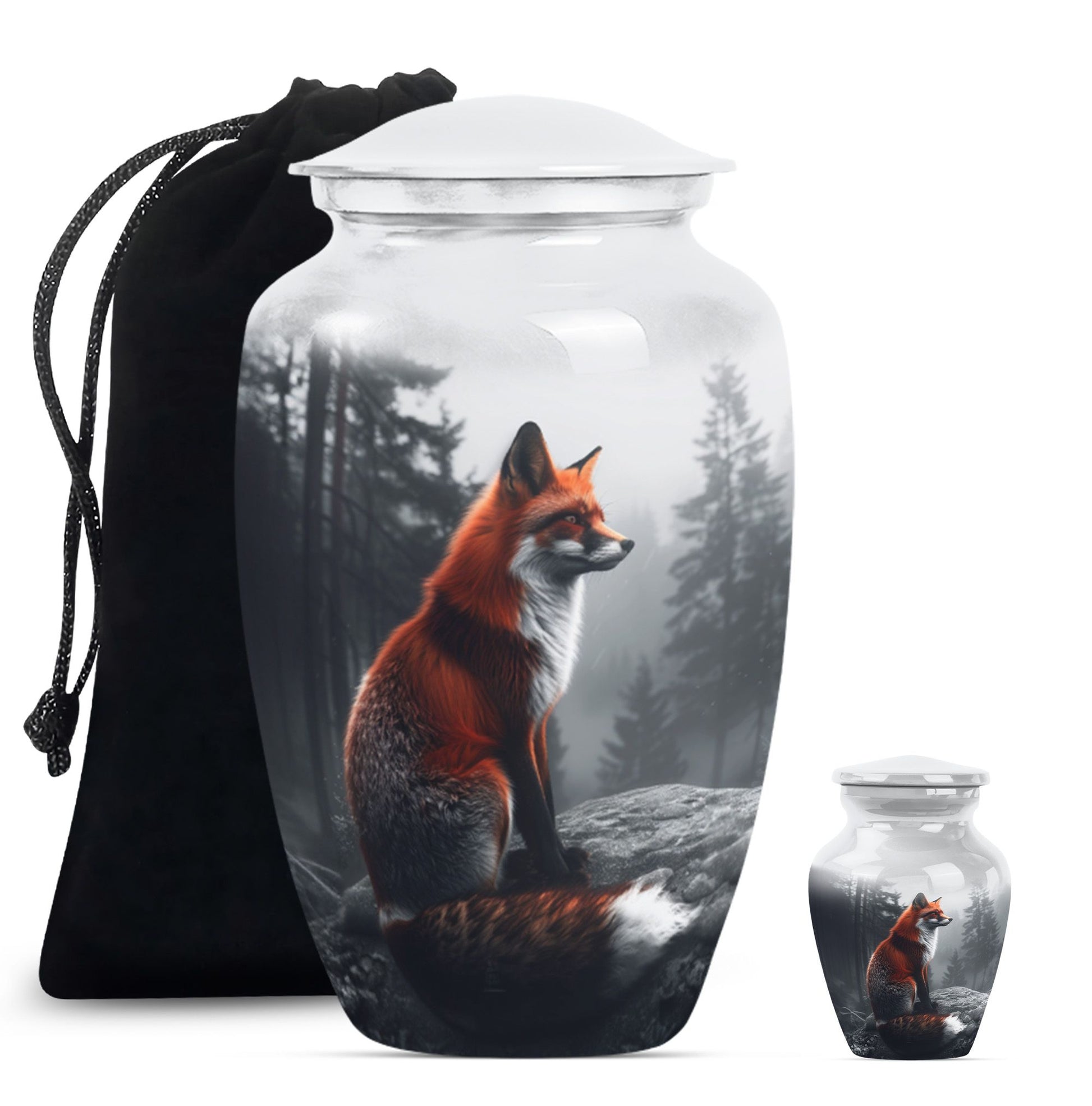  fox urn, butterfly-themed, funeral decorative urn 