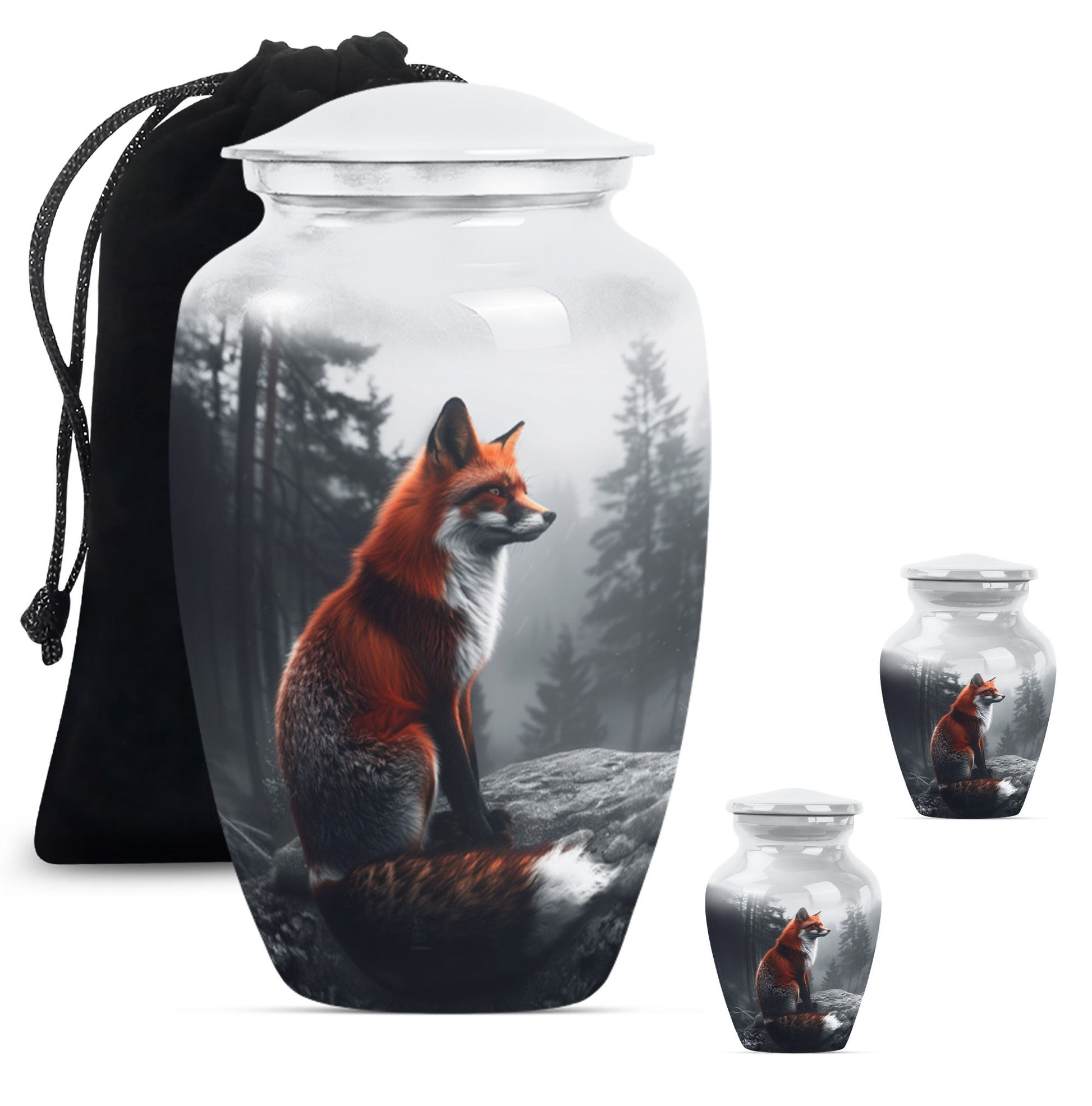  fox urn, butterfly-themed, funeral decorative urn 